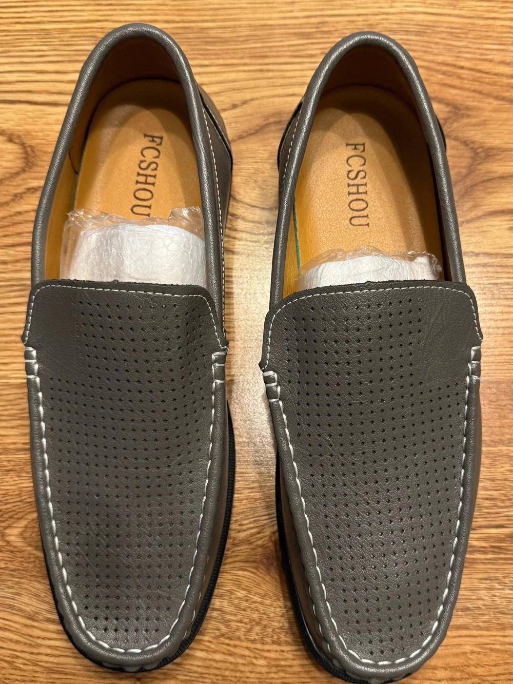 Men's Perforated Slip-On Loafers in Charcoal Gray size 10